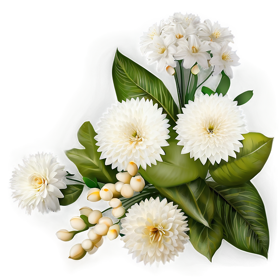 Elegant White Flowers Arrangement Png Qgt PNG Image