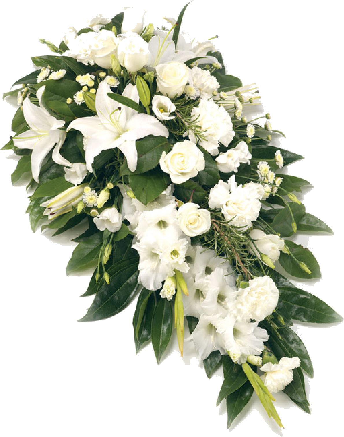 Elegant White Funeral Floral Arrangement PNG Image