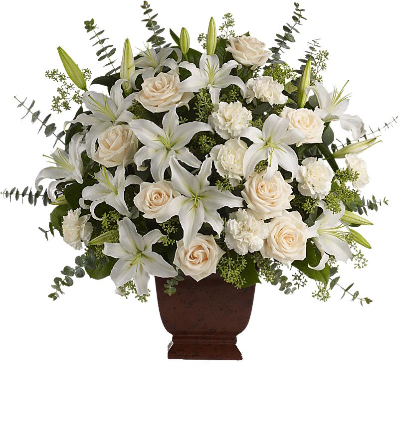 Elegant White Funeral Floral Arrangement.png PNG Image