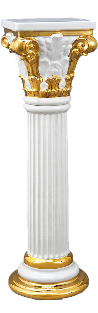 Elegant White Gold Column PNG Image