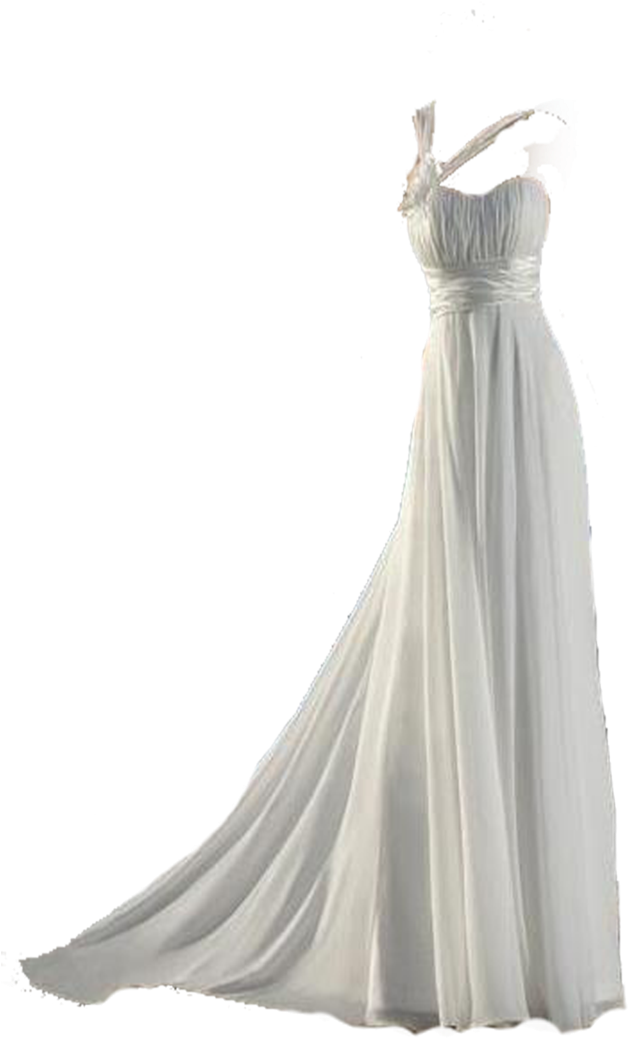 Elegant White One Shoulder Gown PNG Image