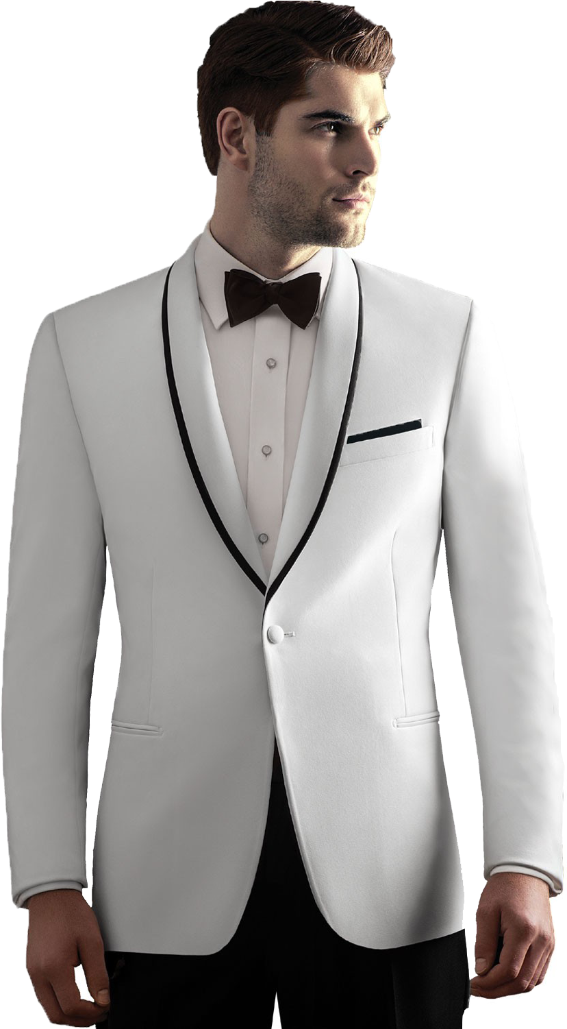 Elegant White Tuxedo Man PNG Image