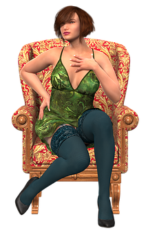 Elegant Woman Seatedin Ornate Chair PNG Image