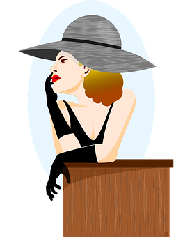 Elegant Womanin Hat Vector Illustration PNG Image