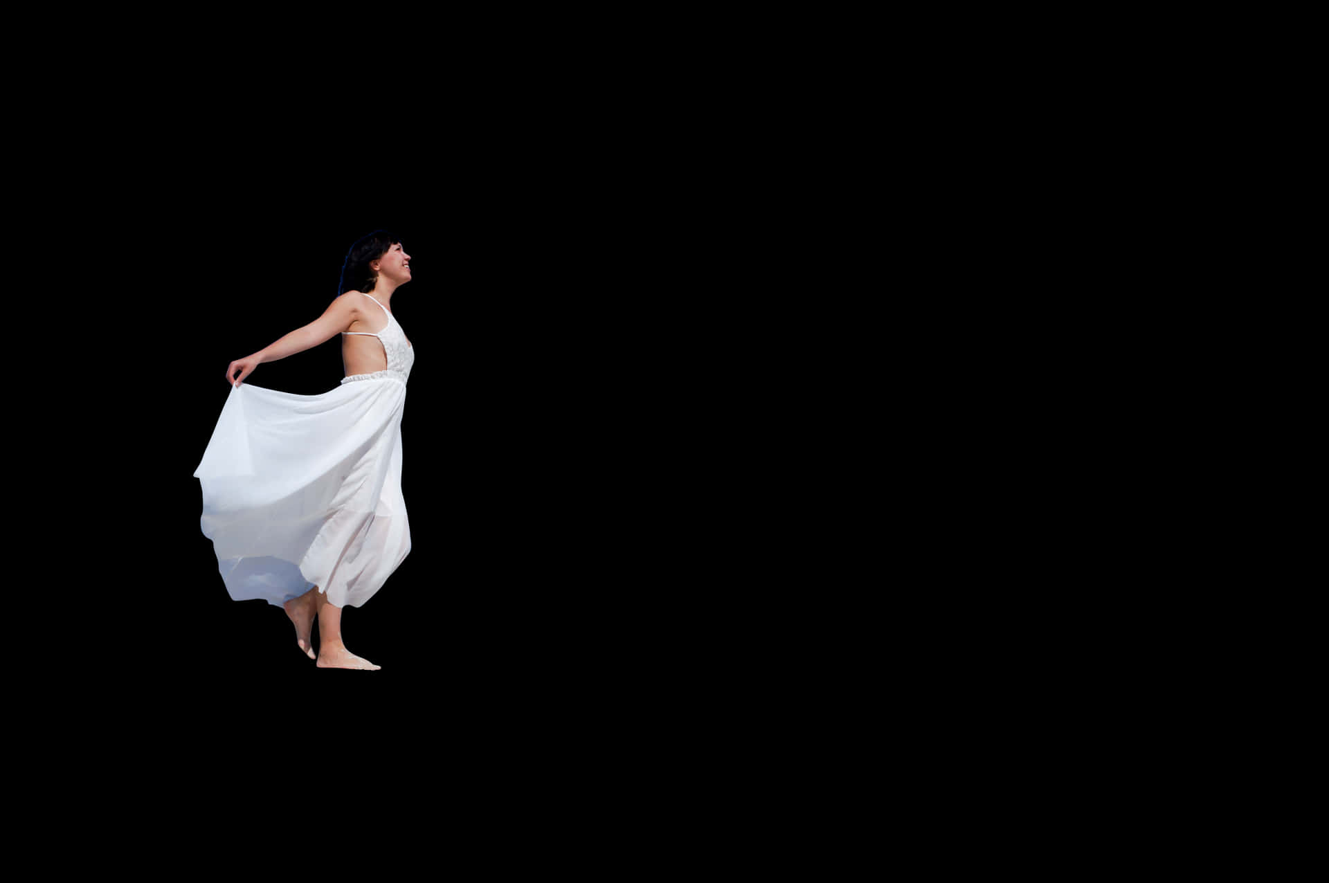 Elegant Womanin White Dress PNG Image