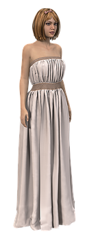 Elegant Womanin White Gown PNG Image