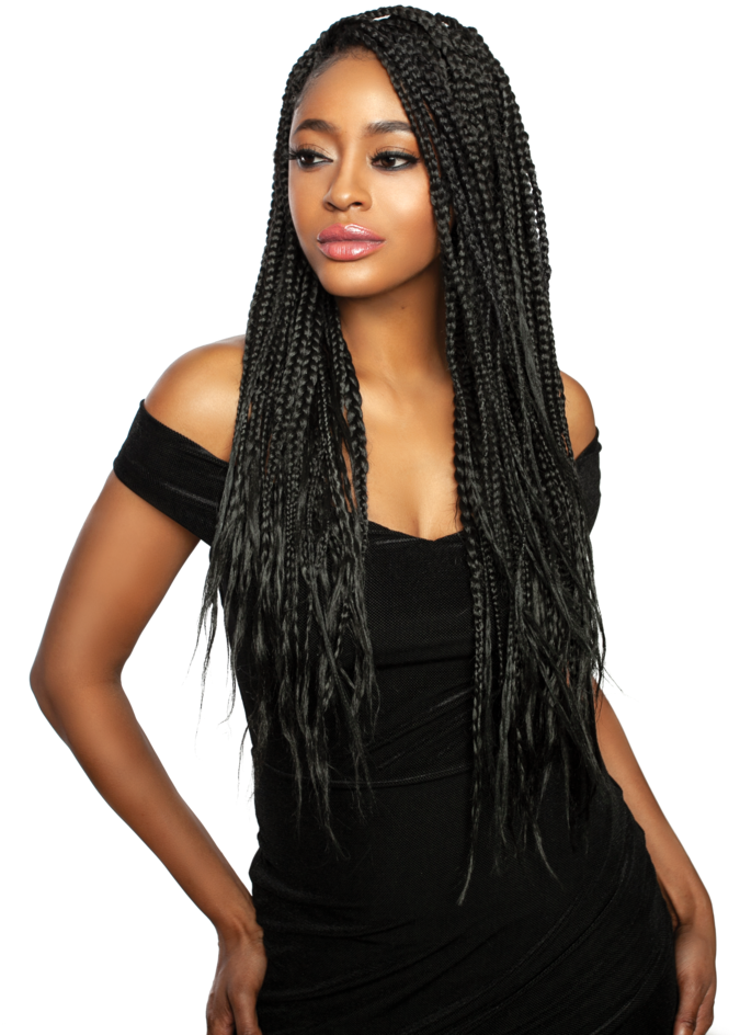 Elegant Womanwith Long Dreadlocks PNG Image