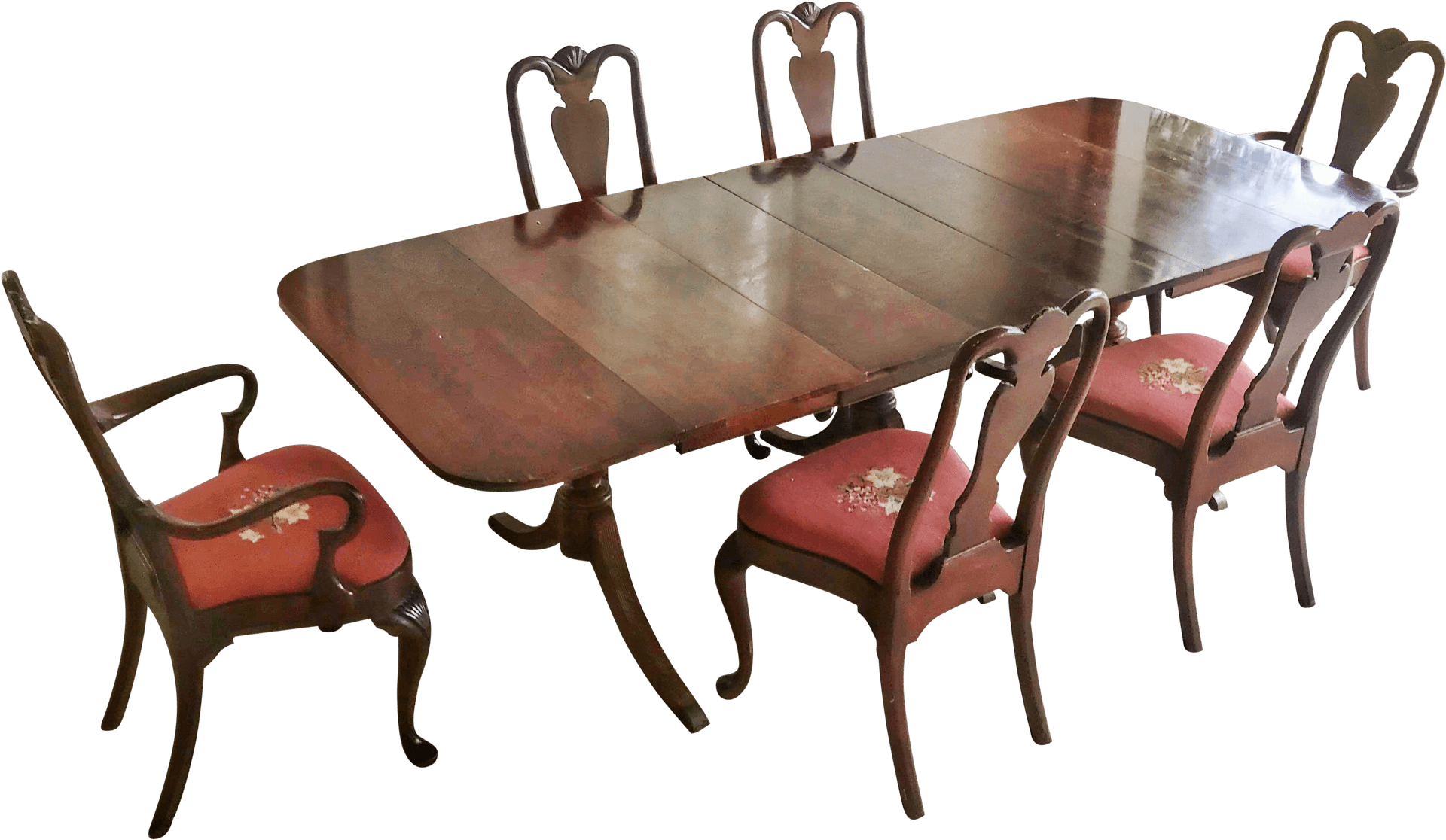 Elegant Wooden Dining Table Set PNG Image