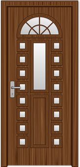 Elegant Wooden Door Design PNG Image