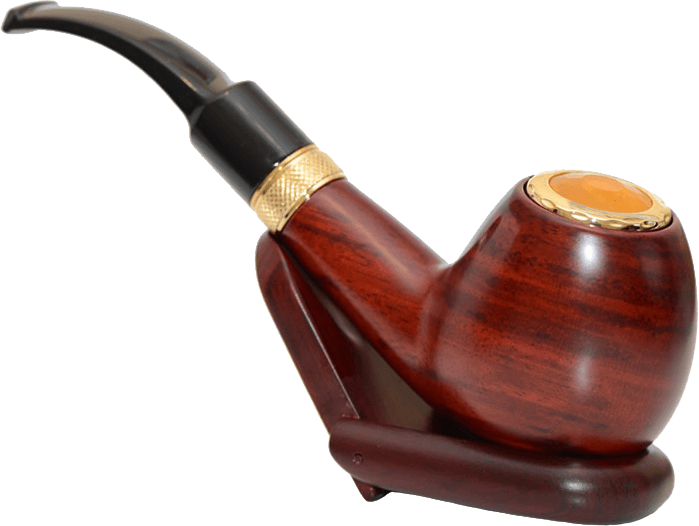 Elegant Wooden Smoking Pipe PNG Image