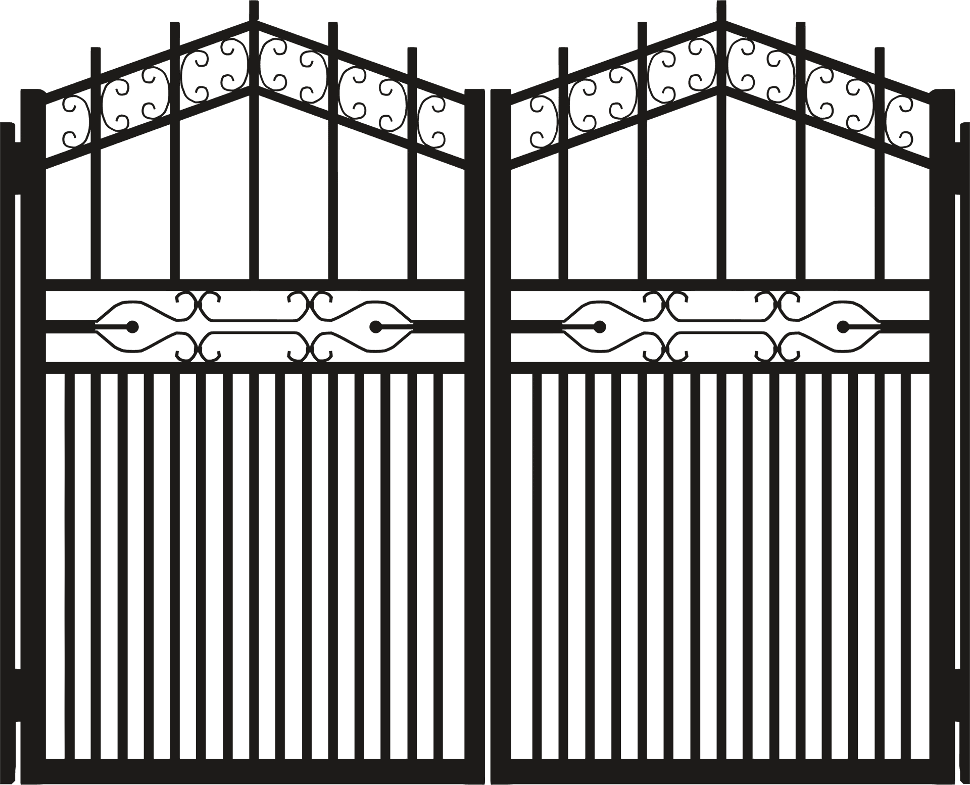 Elegant Wrought Iron Gate Design PNG Image