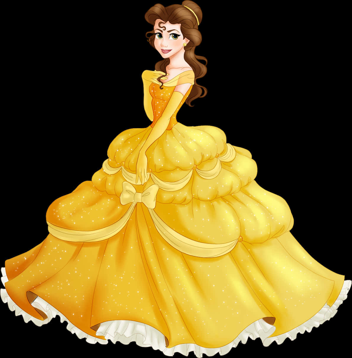 Elegant Yellow Gown Princess PNG Image