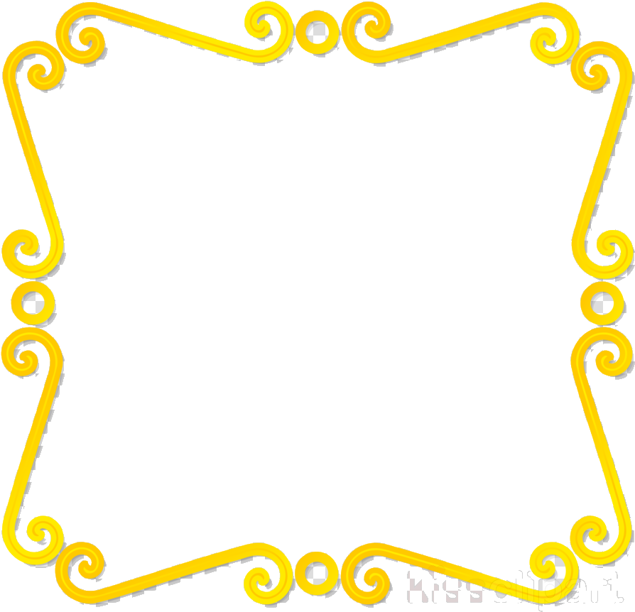 Elegant Yellow Scroll Corner Border Design PNG Image