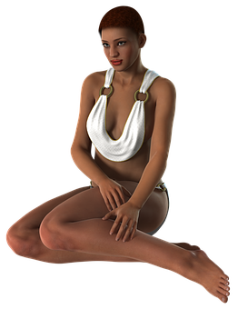 Elegant3 D Model Woman Sitting PNG Image