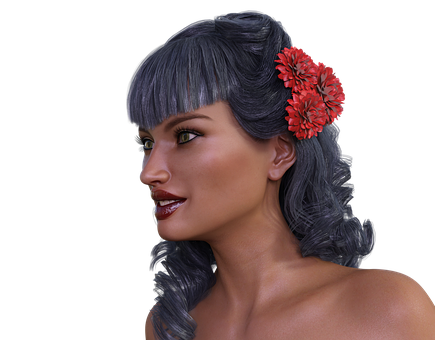 Elegant3 D Woman Profilewith Flower PNG Image