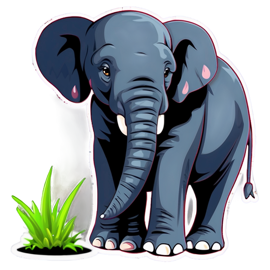 Elephant Cartoon Sticker Png Slq PNG Image