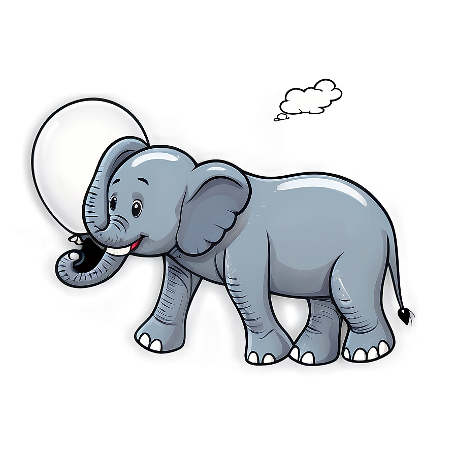 Elephant Cartoon With Balloon Png Caa PNG Image