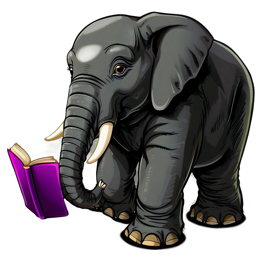 Elephant Cartoon With Book Png Ous69 PNG Image