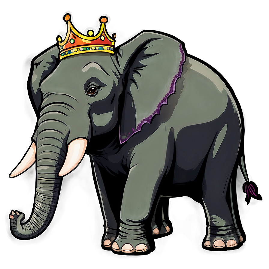 Elephant Cartoon With Crown Png 06212024 PNG Image