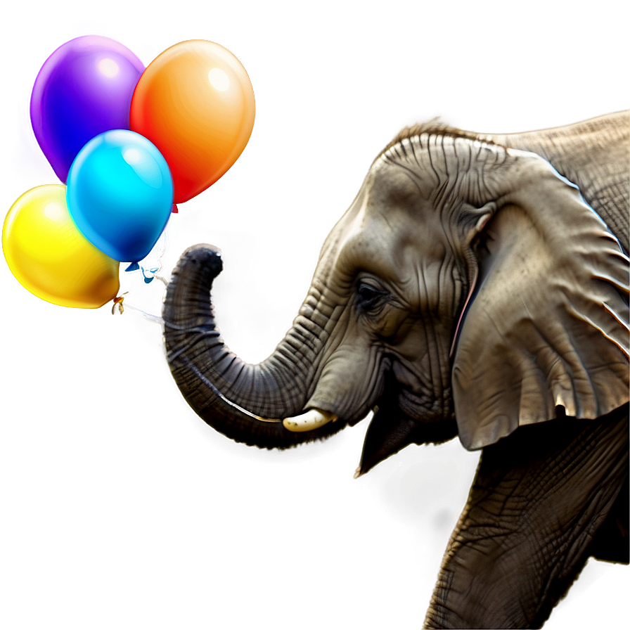 Elephant Holding Balloons Png Atv67 PNG Image