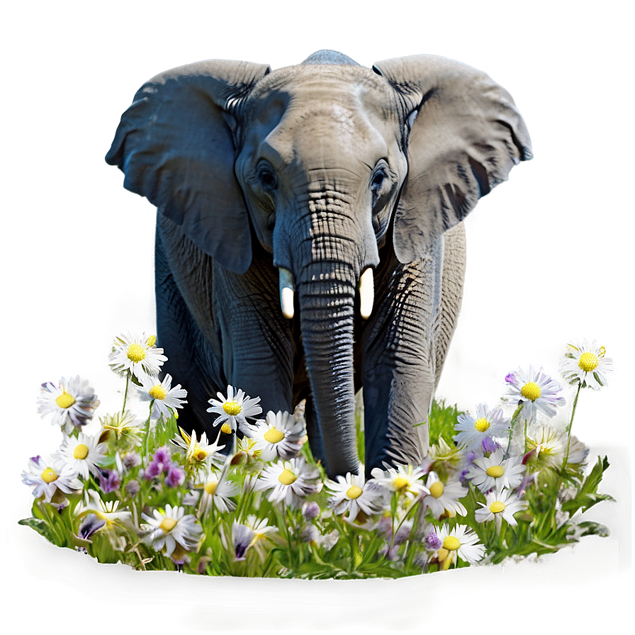 Elephant In Field Of Flowers Png Jbd97 PNG Image