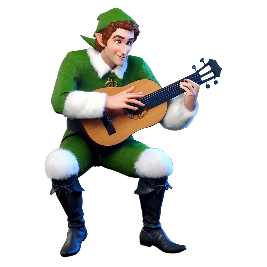 Elf Bard Playing Lute Png 05232024 PNG Image