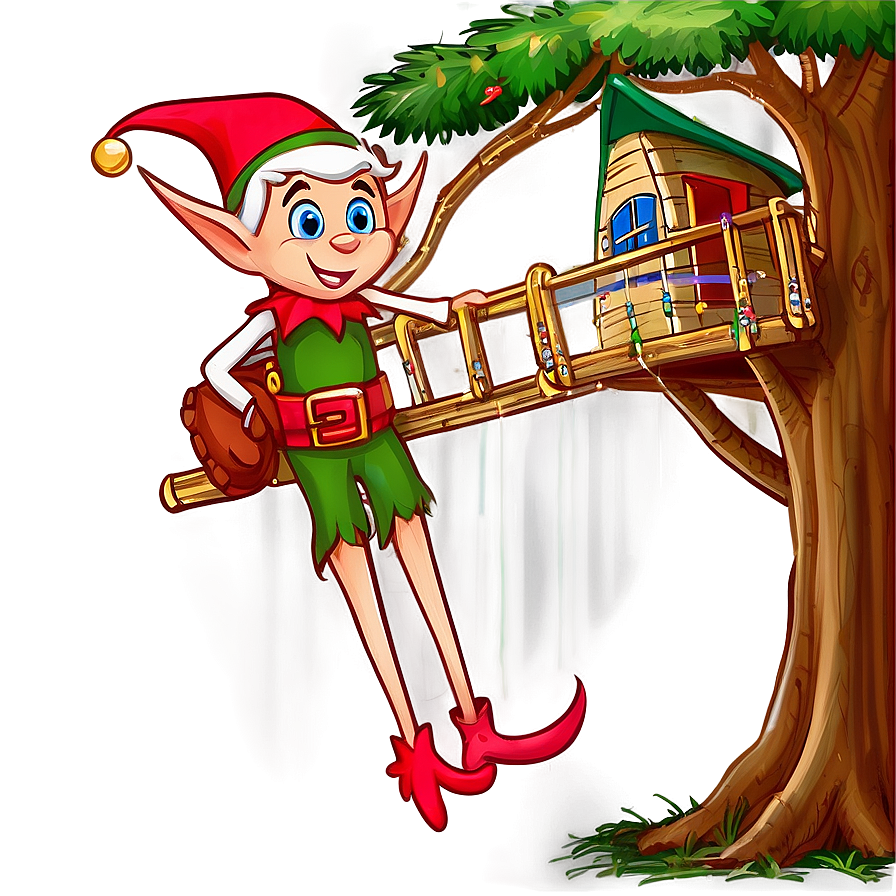 Elf Building Treehouse Png 05232024 PNG Image