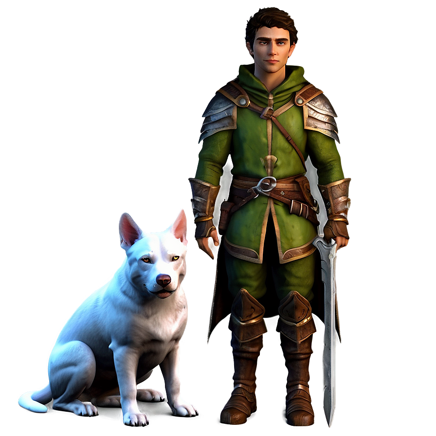 Elf Hunter With Pet Png Xtc PNG Image