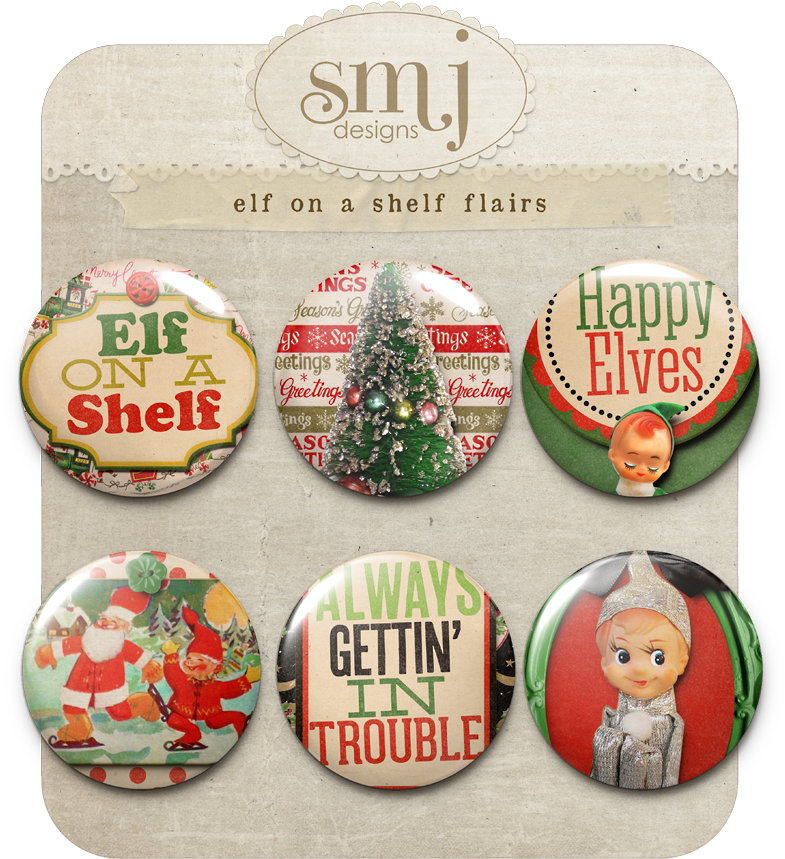 Elf On The Shelf Button Flairs PNG Image