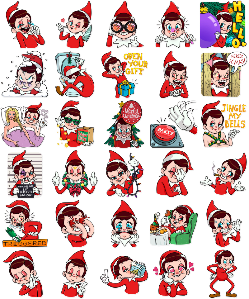 Elf_ On_ The_ Shelf_ Emotions_and_ Actions_ Stickers PNG Image