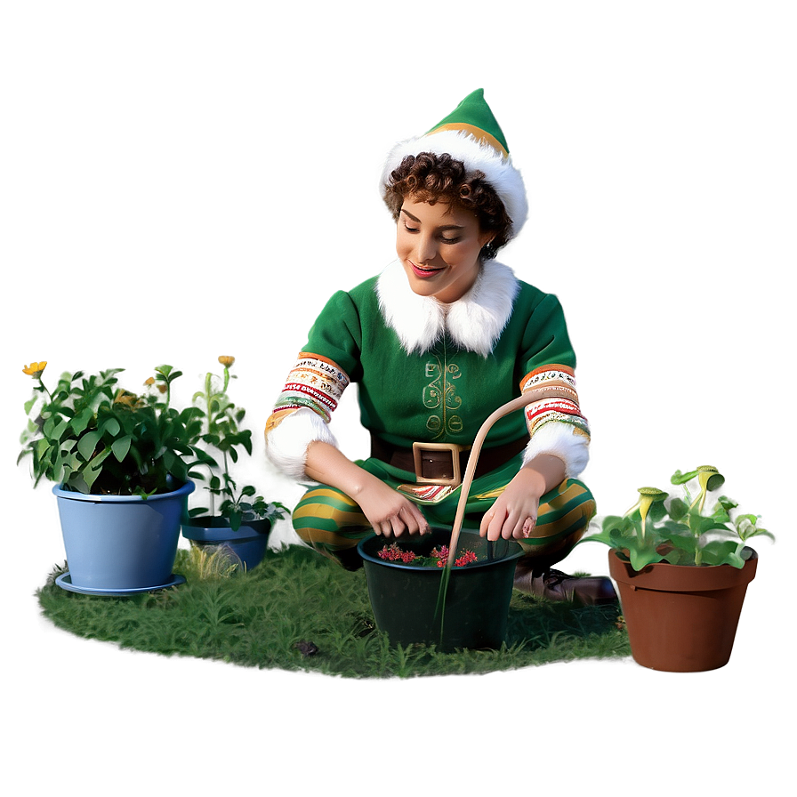 Elf Tending To Garden Png Wrv PNG Image