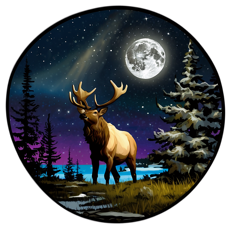 Elk In Moonlight Png 05242024 PNG Image