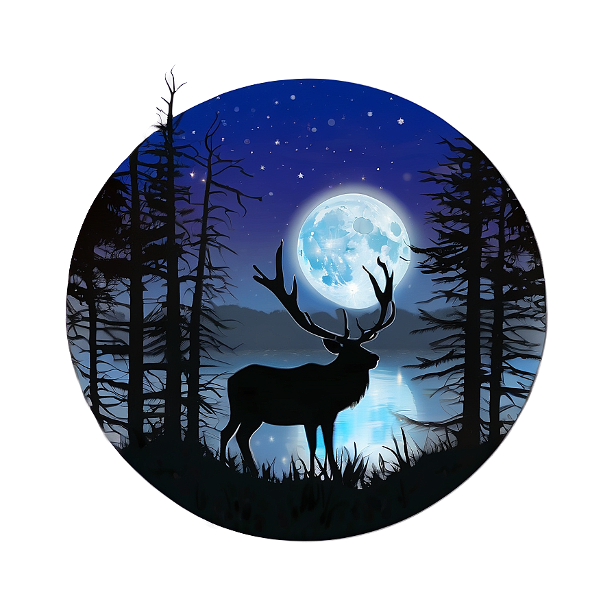 Elk In Moonlight Png Sln PNG Image