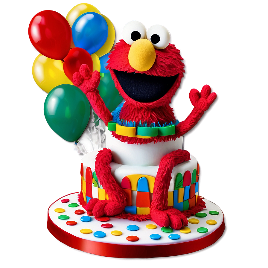 Elmo Birthday Cake Decor Png Khm28 PNG Image