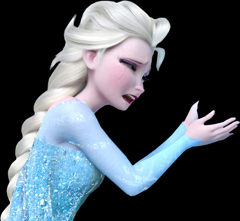 Elsa Crying Emotional Expression PNG Image