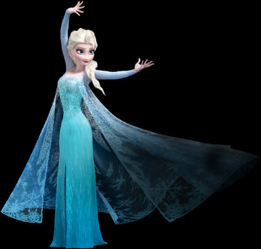 Elsain Ice Blue Gown PNG Image