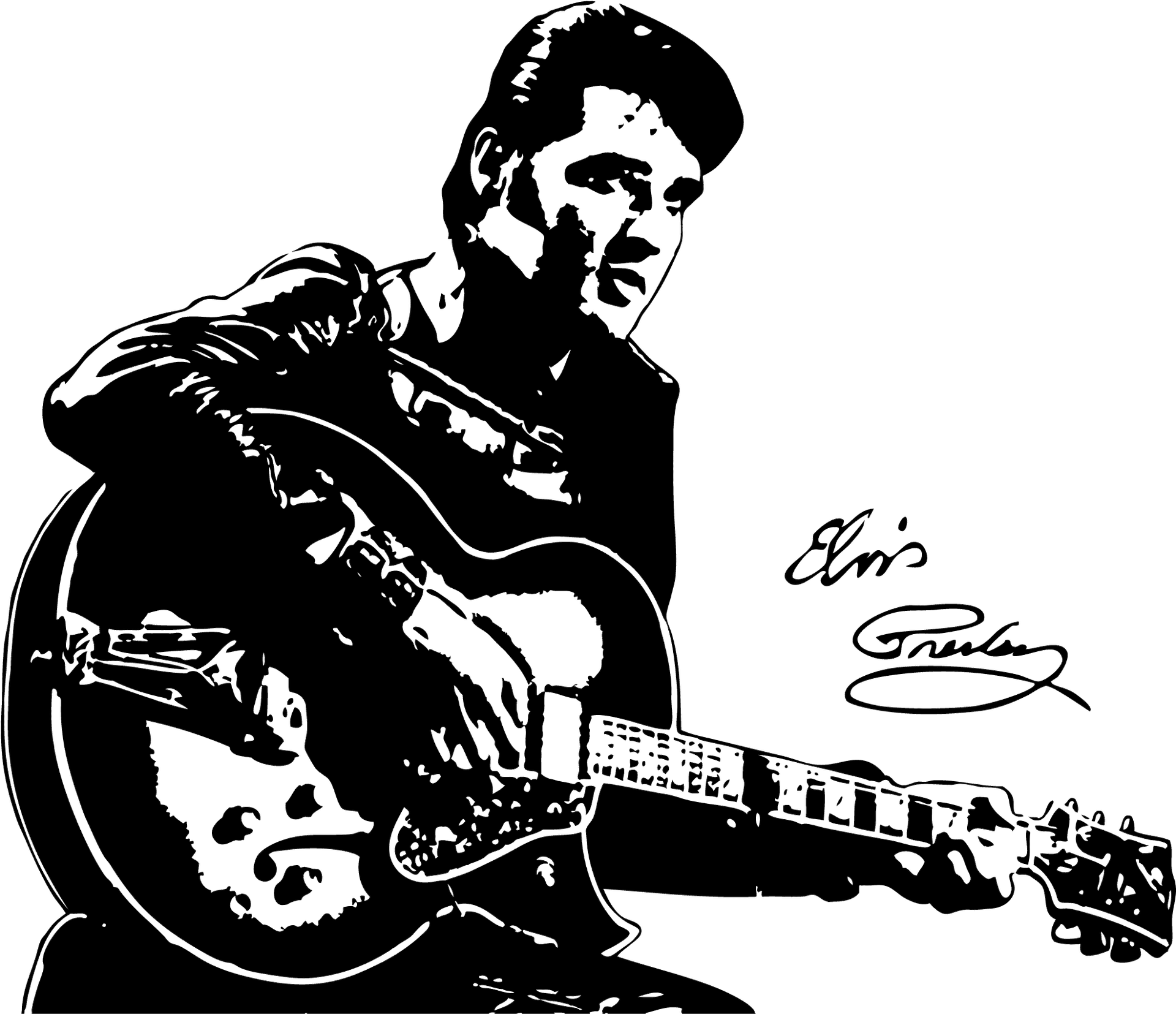 Elvis Presley Guitar Silhouette PNG Image