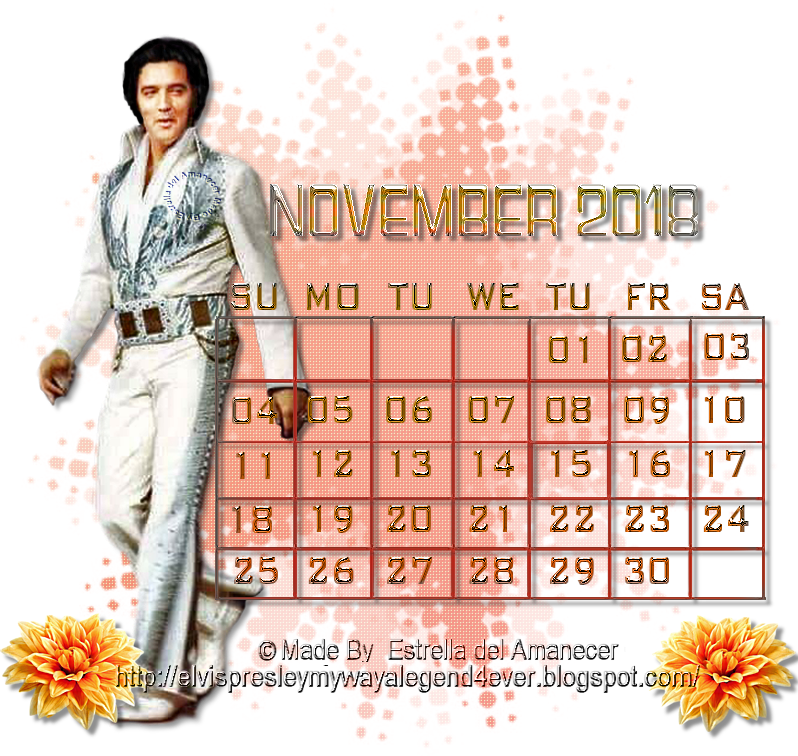 Elvis Presley November2018 Calendar PNG Image