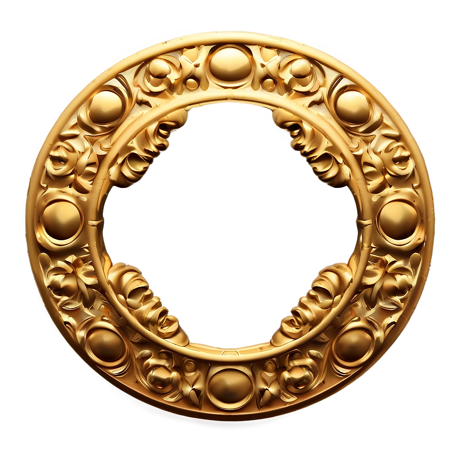 Embossed Gold Circle Frame Png 06262024 PNG Image