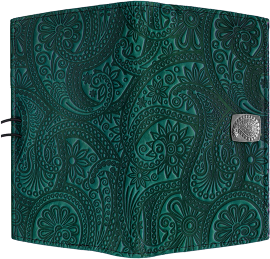 Embossed Leather Wallet Teal Floral Design PNG Image