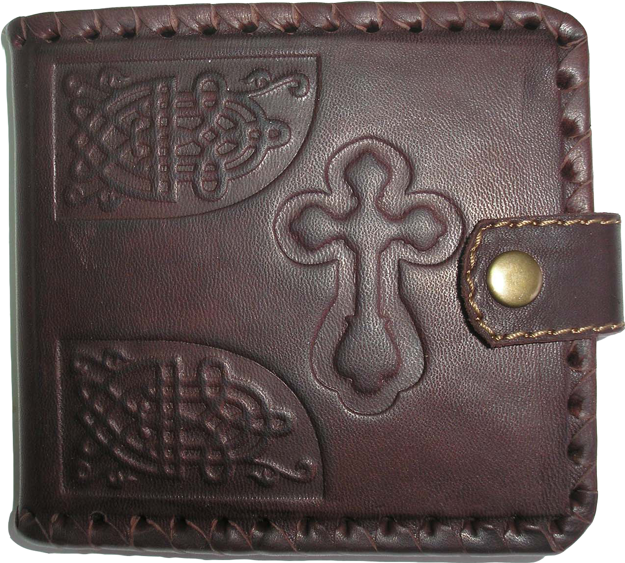 Embossed Leather Walletwith Cross Design PNG Image