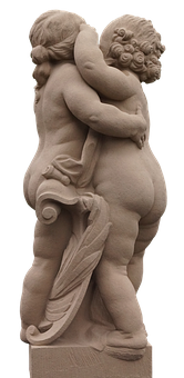 Embracing Angel Sculpture PNG Image