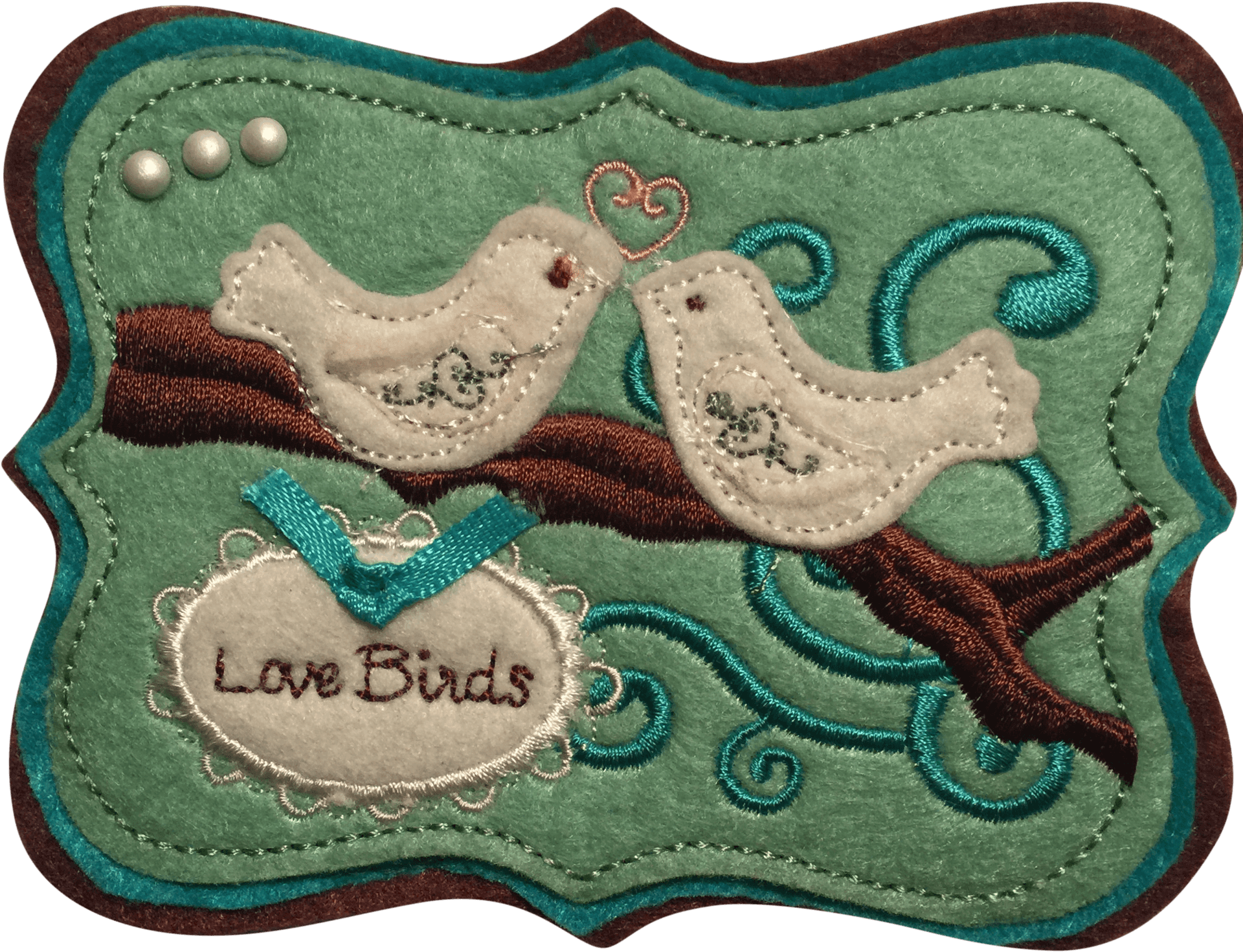 Embroidered Love Birds Artwork PNG Image