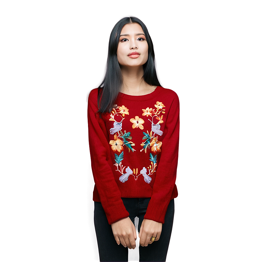 Embroidered Red Sweater Png 06292024 PNG Image