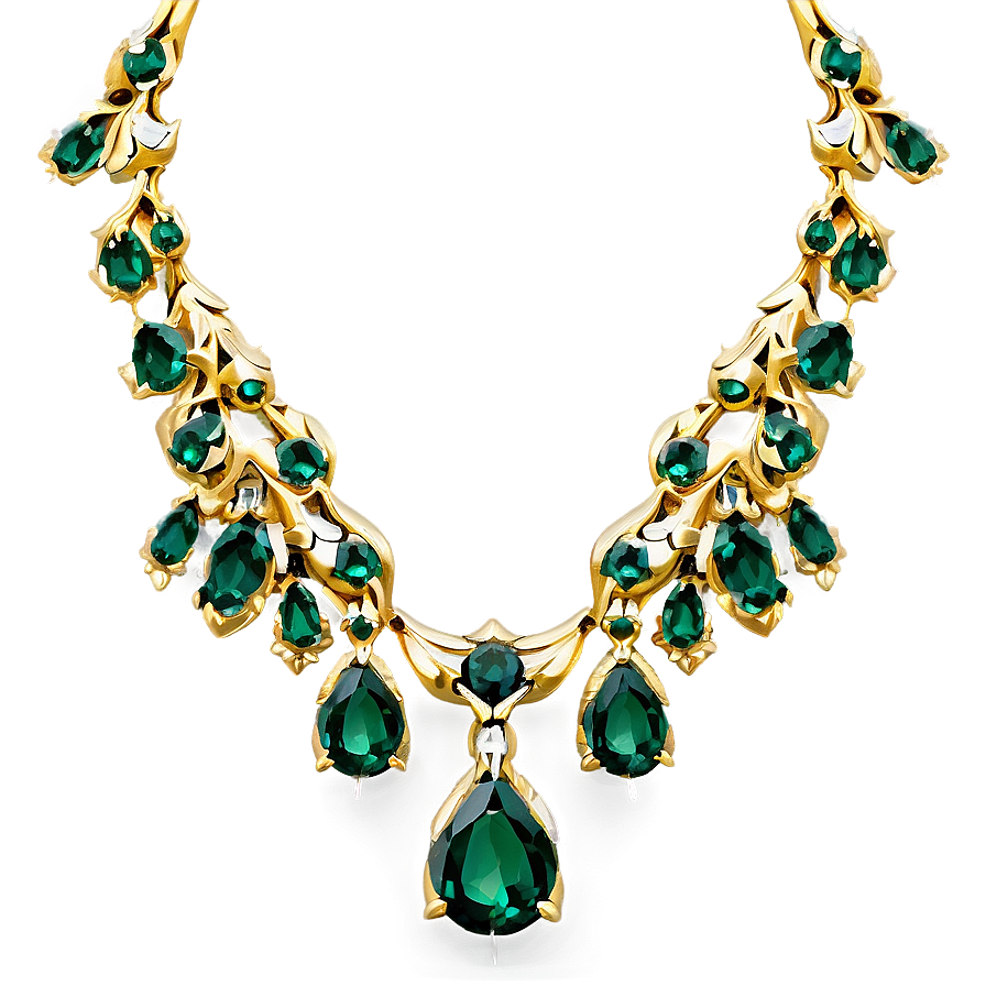 Emerald Gold Necklace Png 06122024 PNG Image