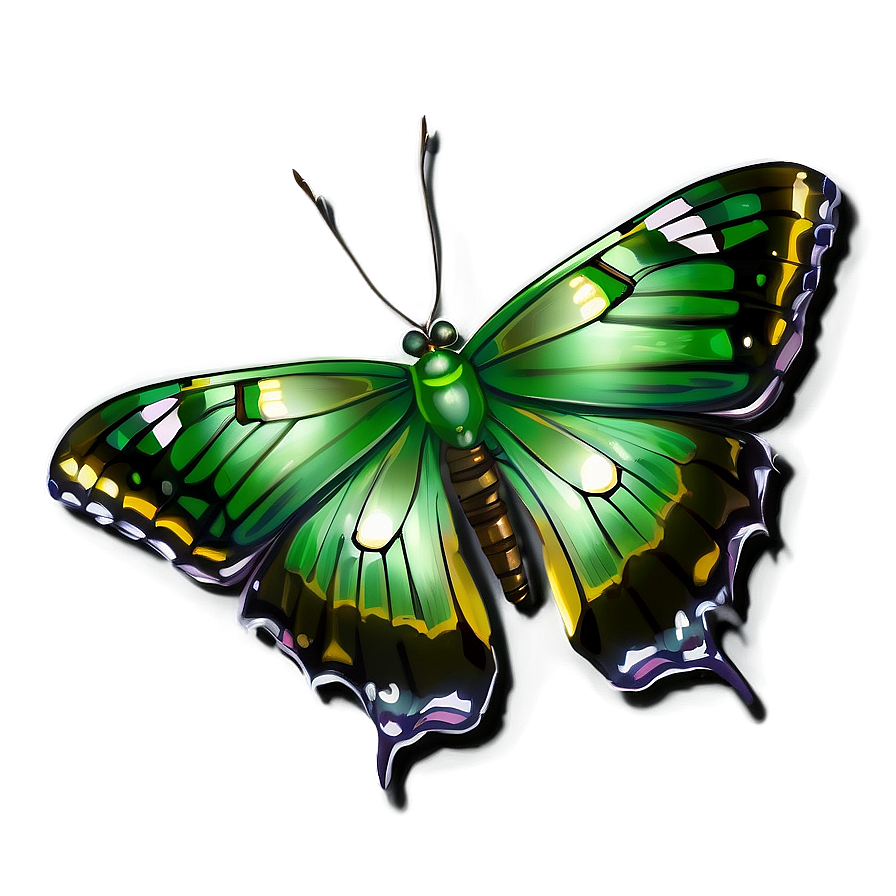 Emerald Winged Butterfly Illustration Png Adw14 PNG Image