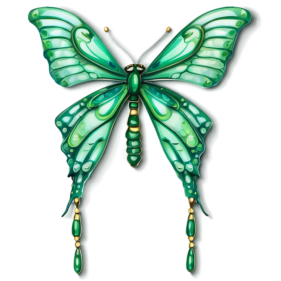 Emerald Winged Butterfly Illustration Png Yjc74 PNG Image