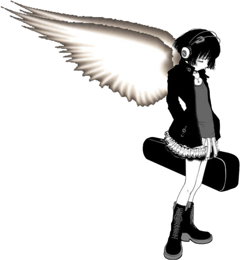 Emo Angel Anime Character PNG Image