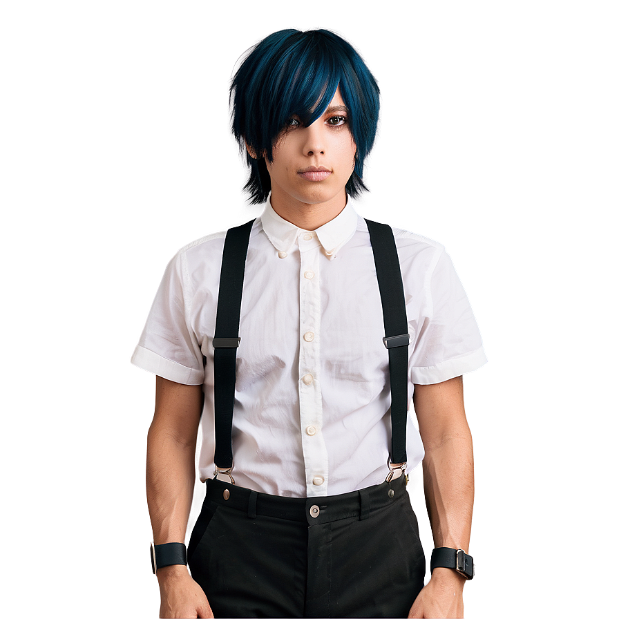 Emo Hair With Suspenders Png Wgh PNG Image