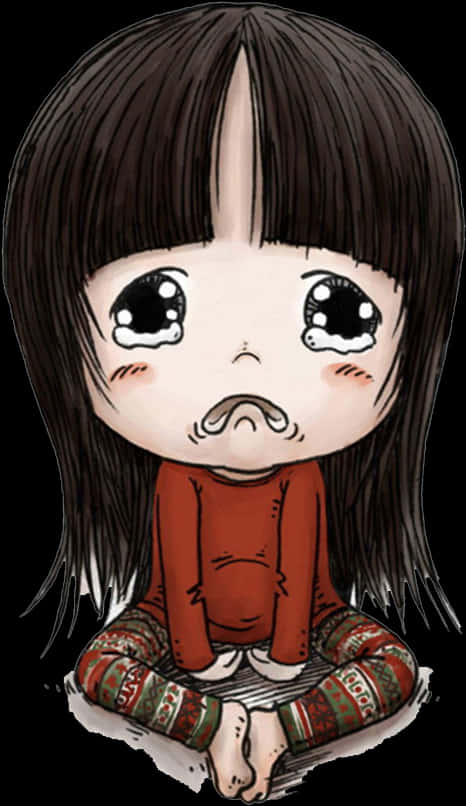 Emo Haired Cartoon Character PNG Image